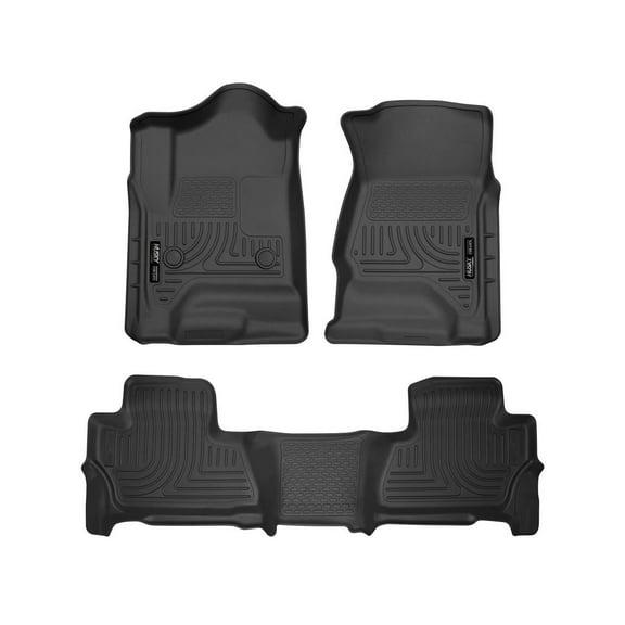 Husky Liners 99211 Weatherbeater Floor Mats Fit 2015-2020 Chevy Suburban, GMC Yukon XL (Bench/Bucket Seats, w/w/o 2nd Row) - Front/2nd Seat - Black
