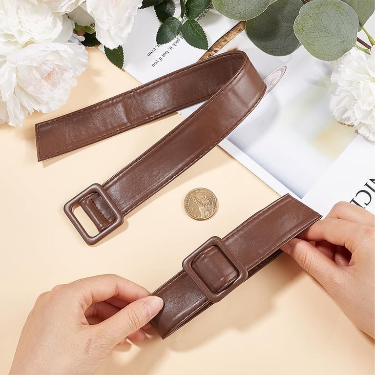 PU Leather Overcoat Sleeve Bands with Adjustable Buckle Clasps 2PCS Trench Coat Belt Replacement Overcoat Sleeve Band Wide  main image 4