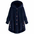 thumbnail image 3 of Prolriy House Coat Womens Coats Women Plus Size Button Plush Tops Hooded Loose Cardigan Wool Coat Winter Jacket Winter Coats for Women Navy XXL, 3 of 3