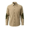 thumbnail image 3 of Corduroy Shirt Men Casual Long Sleeve Button Down Shirt Spring Lightweight Collared Jackets Elbow Patches Classic Work Shacket Overshirts with Pocket OIOLOYJM Khaki M, 3 of 3