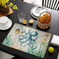 thumbnail image 3 of Octopus Coastal Placemats Set of 6, Vintage Nautical Ocean Starfish Compass Placemats for Dining Table, Place Mats for Kitchen Tabletop, Waterproof Wipeable Dining Table Mats Set, 3 of 9