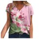 thumbnail image 2 of Fiudx Tops para Mujer Moda Mujer Causal V-Cuello Impresión Blusa Manga Corta Camiseta Verano Tops, 2 of 4