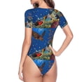 thumbnail image 4 of The Xecao Colorful Coral Reef Women's Crew Neck Body Suit, a short-sleeved bodysuit and basic swimsuit, both comfort and style for dating and daily life, 4 of 9