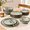 Earthy Sage-Service for 4, variant on Oatmeal Linen Stoneware Dinnerware Set, Service for 8, 24 Piece Rustic Tableware