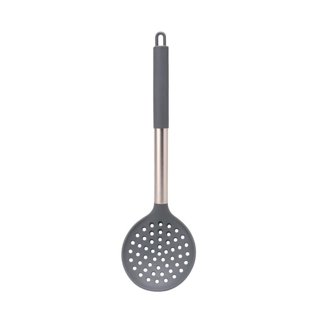 Grey Household Kitchen Colander Stainless Steel Plastic Drains Spoon Oil Proof Noodles Dumpling Artifact Plastic Colander For Kitchen Cooking Grey Color
