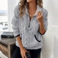 thumbnail image 2 of Ltctricy Women's Fuzzy Fleece Sweatshirts Long Sleeve Half Zip Collared Pullover Sweater Tops Casual Plush Sweatshirts with Pockets(Gray,XX-Large), 2 of 5