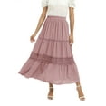 thumbnail image 1 of Women's Polka Dot Hollow Out Long Skirt Lace Stitching Pleated Loose High Waist Dress, 1 of 8