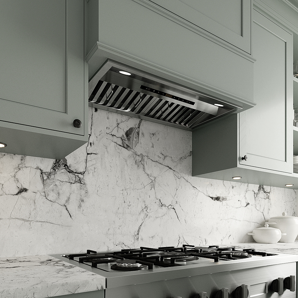 Streamline 28 in. Amandola Convertible Insert 350 CFM Range Hood in Brushed Stainless Steel with Baffle Filters, Touchpad Control, LED Lights