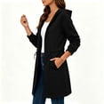 thumbnail image 4 of ZHYou Long Hooded Jackets for Women Full Zip Up Drawstring Casual Comfy Baggy Long Sleeve Hoodies with 2 Pockets,Black,Size L, 4 of 9