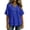 Dark Blue, variant on Fringe Boho Tops for Women Casual Cotton Linen Distressed V Neck Short Sleeve Blouses Gauze Raw Edge Hem Shirts