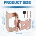 thumbnail image 2 of Uxcell Self-Closing Cabinet Hinges Semi-Overlay, Semi Concealed Flush Face Mount Cabinet Hinge with Screw Copper Tone, 2 of 7