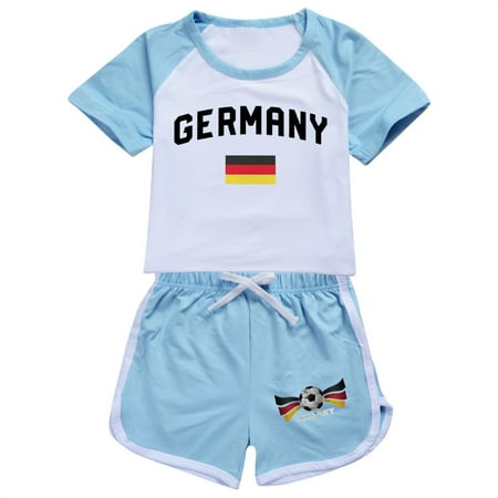 

WUDATI Halloween Chistmas Boys Girls Sets Toddler Boys Winter Girls Big Kids Summer German Flag Print Short Sleeve Two PC Set
