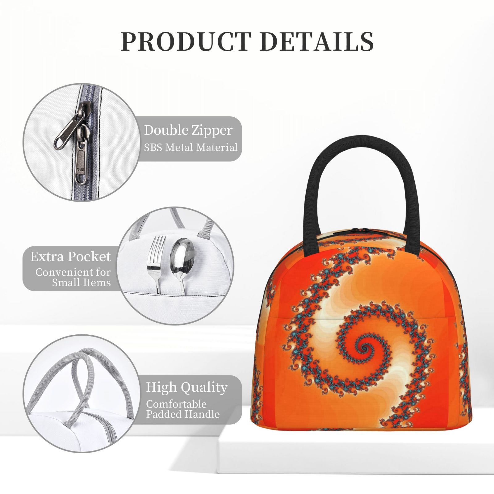 Xecao Orange Rotating Lunch Bag , an insulated, reusable tote bag perfect for adults of all genders, ideal for work, office, picnics and beach trips
