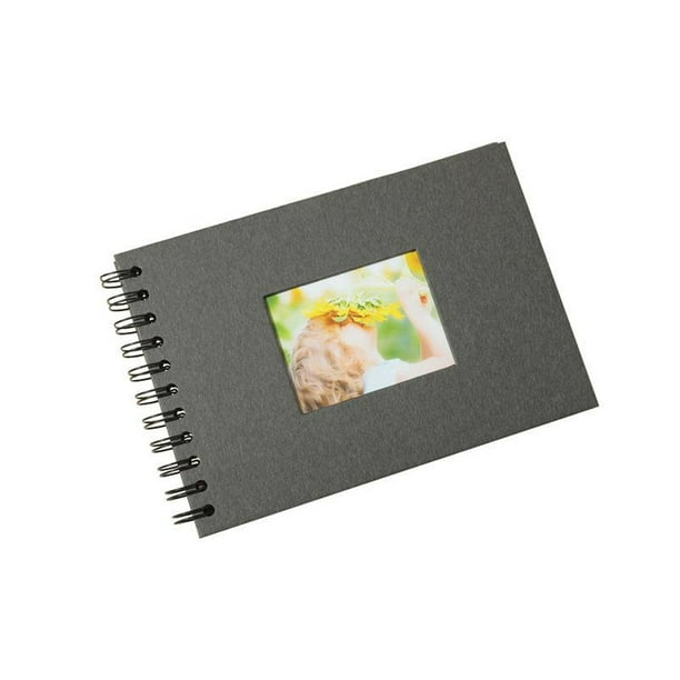 Sidaley Álbum de fotos en Horizontal A5, DIY hecha a mano, cartón negro, Kraft, libro de planificador de grafiti pintado a mano para la cartulina Gris/con ventana