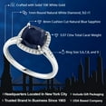 thumbnail image 2 of Gem Stone King 3.07 Ct Cushion Blue Sapphire White Diamond 10K White Gold Ring, 2 of 7