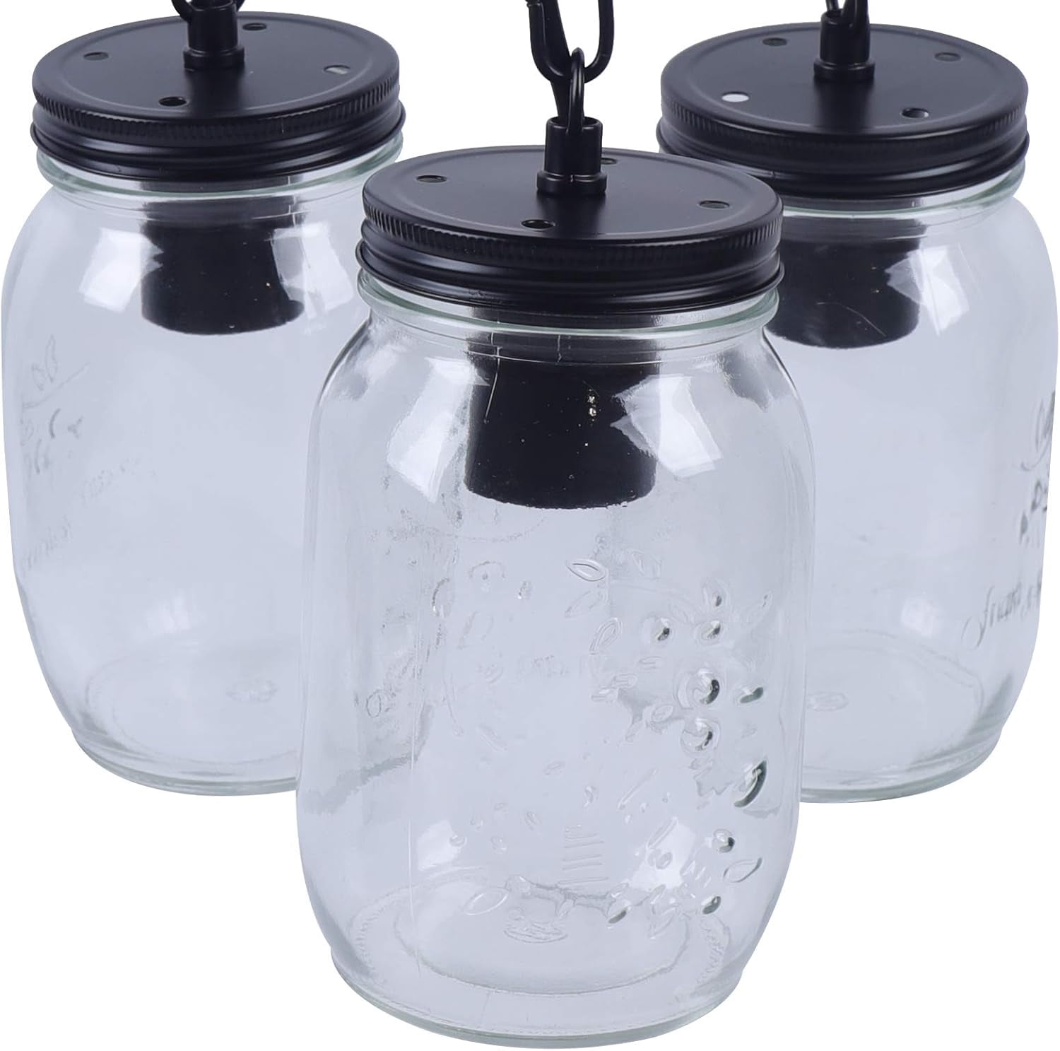 Rustic 3 Mason Jars Chandelier Upthehill Glass Mason Jar Hanging Lamp Kitchen Island Light Flush Mount Ceiling Light Fixture Farmhouse Pendant Lighting