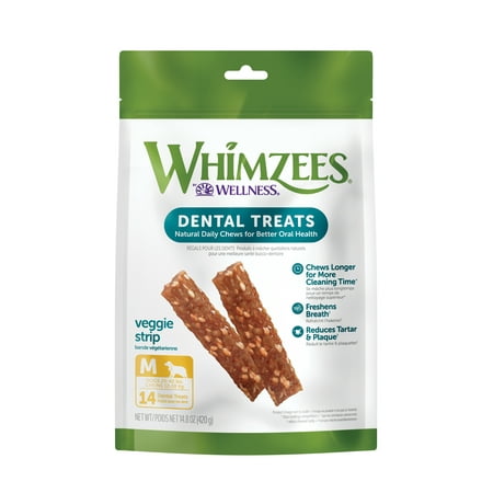 UPC: 0815436016200 | WHIMZEES by Wellness Veggie Strip Natural Grain Free Dental Chews for Dogs  Medium Breed  14 count