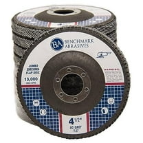Benchmark Abrasives 4 1/2 Inch Type 27 Zirconia Metal Grinding Disc (10 Pack) - 80 Grit