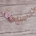 thumbnail image 4 of Pink Diadema rosa con flores de cristal, Tiara nupcial para dama de honor, tocado para aniversario, 4 of 5
