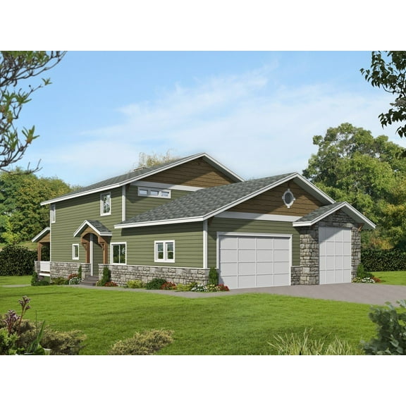 001-3755: Craftsman 2 Bed, 3 Bath Luxury Home Plan, 2813 Sq Ft: Full Blueprints with License to Build by Home Plan Marketplace - Lesuto