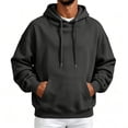 thumbnail image 3 of UDAUDU Men's Oversized Hoodie Pullover Soft Fleece Drawstring Hooded Sweatshirt with Front Kangaroo Pocket for Casual Daily Wear L, 3 of 9