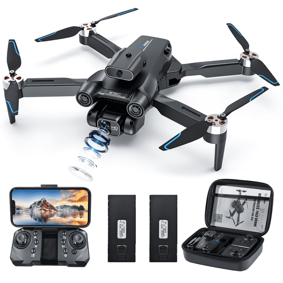 AUOSHI 4K FPV Drone with Dual Camera & Brushless Motor, 2 Batteries, Optical Flow, Gesture & Trajectory Control, RC Quadcopter with Carrying Case, Easy to Fly, Great Gift for Beginners,Teens & Adults