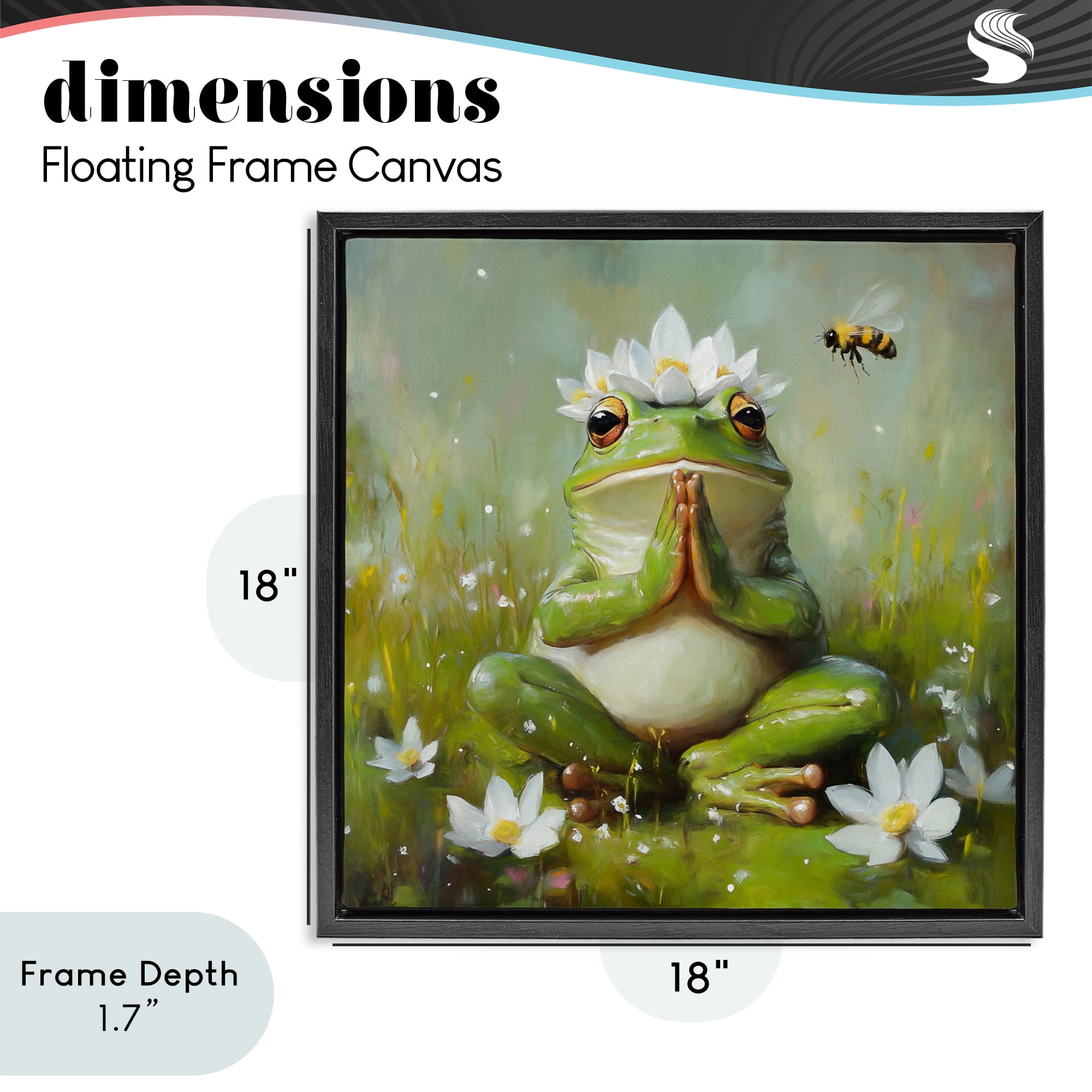 Stupell Industries Buddha Bullfrog Meditation Black Framed Floater Canvas Wall Art, design by Tina LeCour