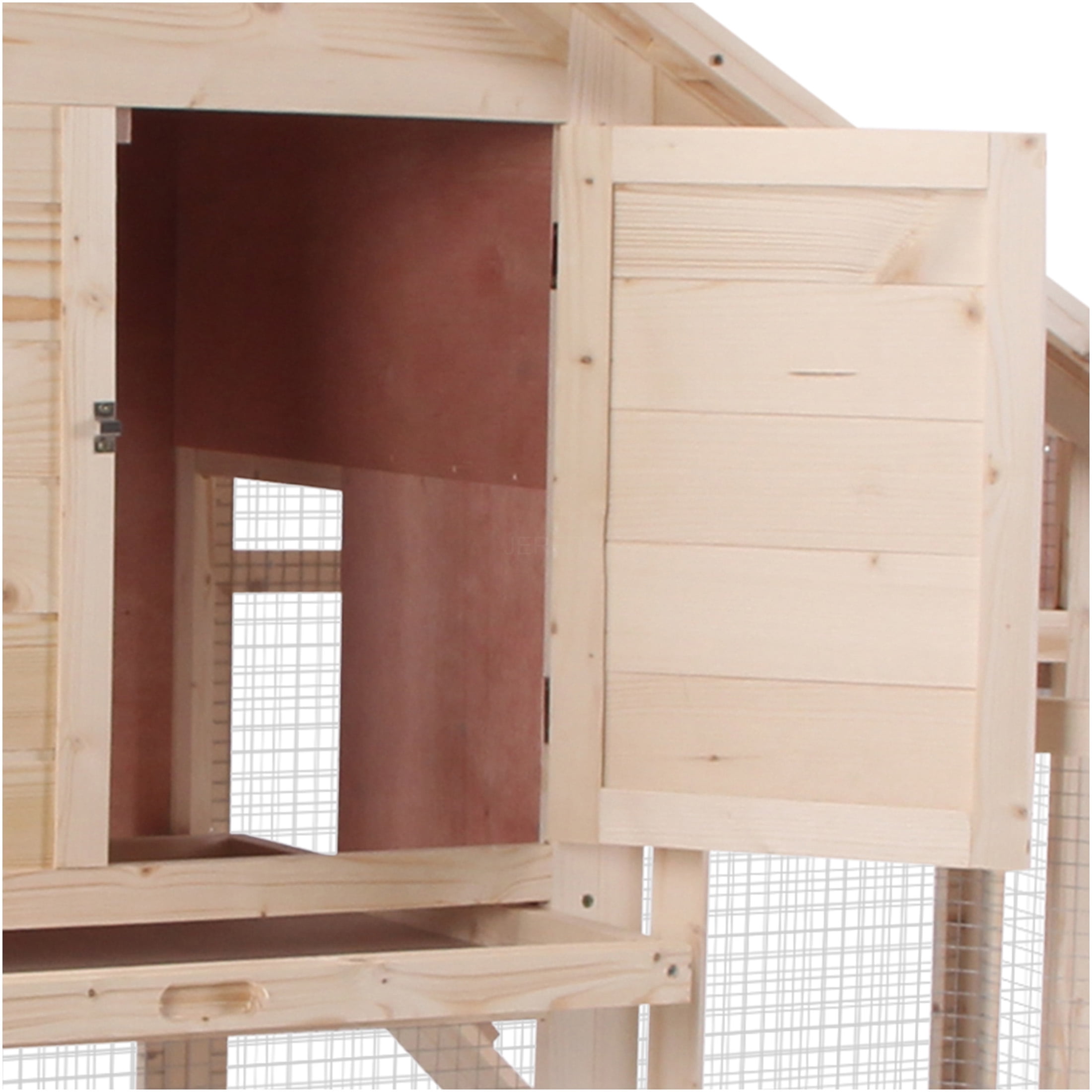 JERFIT 55 Inch Large Outdoor Rabbit Hutch with Waterproof Asphalt Roof, 2-Story Wooden Bunny Cage with Ramp & Removable Tray for Rabbits, Guinea Pigs, Small Pets