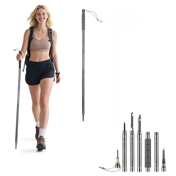 Tactical Stick Hiking Walking Staff - Trekking Poles Outdoor Tactical Staff Adjustable Hiking Stick For Survival Camping Hiking