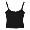 thumbnail image 4 of SAFUNY Women's Button Strap Crew Neck Sleeveless Blouse Casual Loose Tank Top for Loungewear Shopping and Weekend Outings Black Free Size, 4 of 6