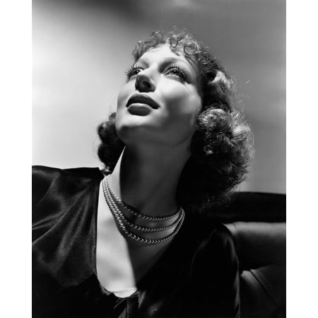 Loretta Young 1939 studio glamour portrait wearing pearl necklaces 4x6 photo