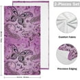 thumbnail image 2 of Dreamtimes Spring Ethnic Butterfly Purple Hand Towels 2 PCS, Kitchen Towel Ultra Soft and Highly Absorbent,Decorative Fingertip Face Towel for Bathroom Hotel, 28.3"x 14.4", 2 of 6