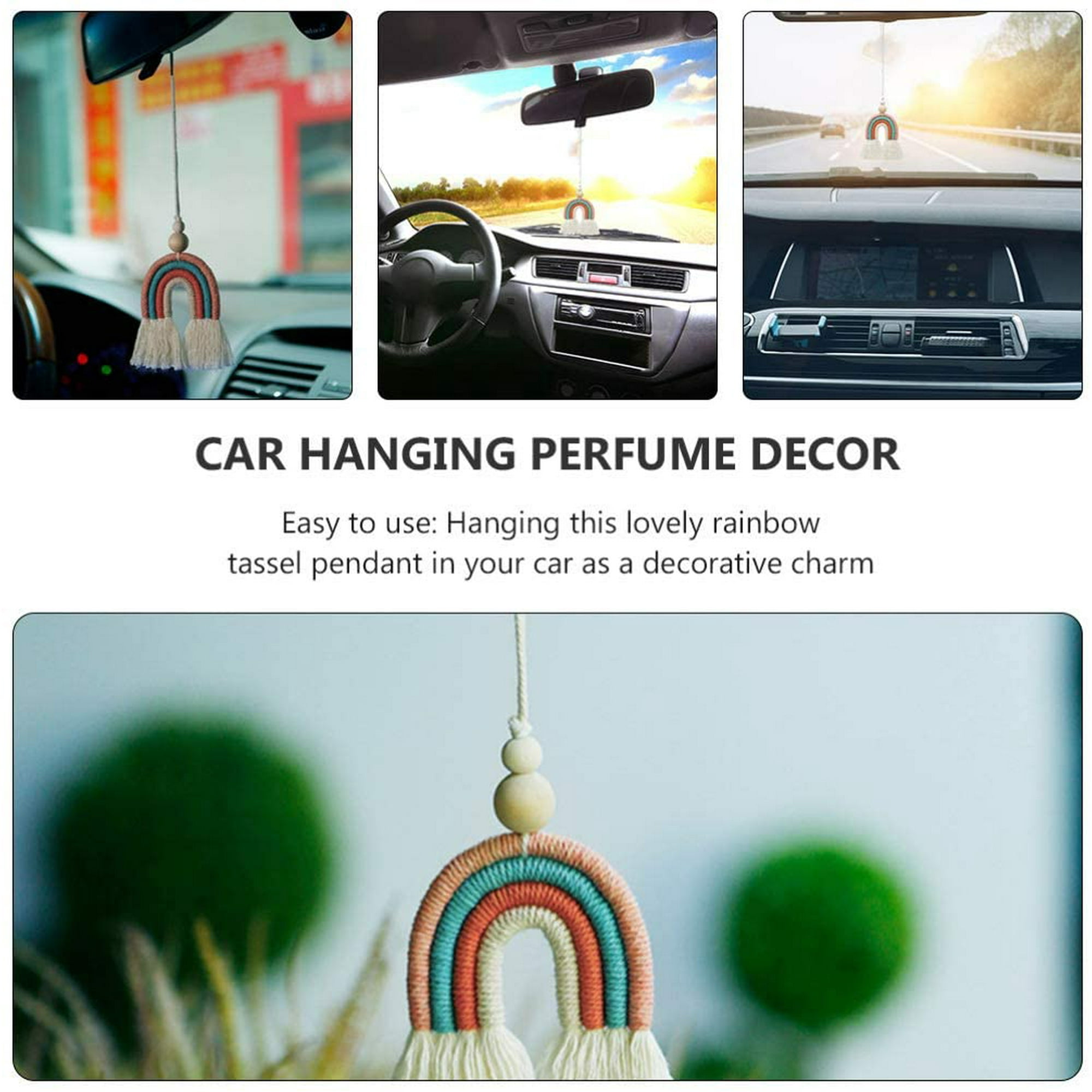 Car Mirror Tassel Rainbow Design Car Hanging Ornaments With Tassel