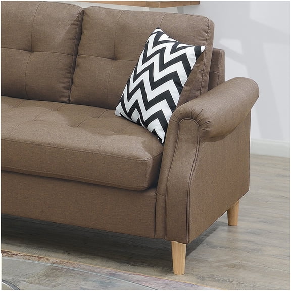 JERFIT Modern Reversible Chaise Sectional Sofa Couch with Pillows for Living Room, Light Coffee Polyfiber Upholstery