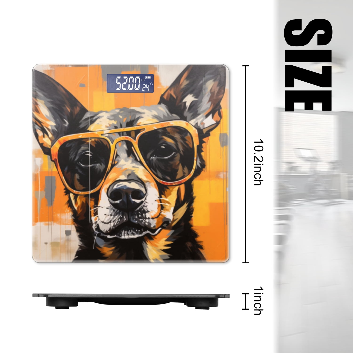 Bathroom Scale, Highly Accurate Digital Body Scale,Precisely Measures Weight up to 400 lbs-Painting Of Australian Cattle Dog Wearing Sunglasses