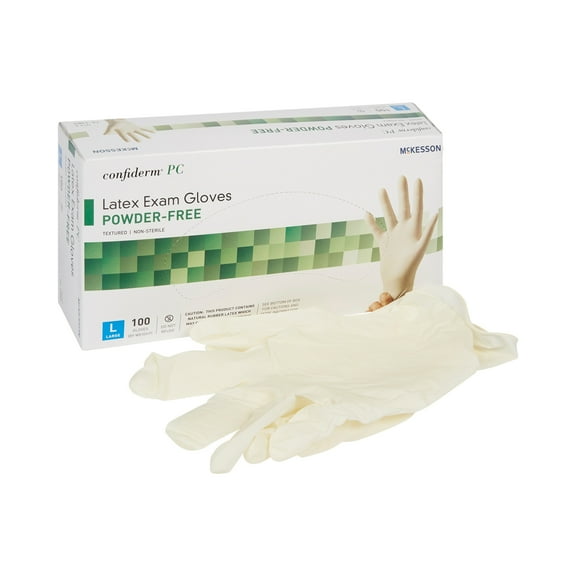McKesson Latex Exam Gloves, Powder-Free Disposable Medical Gloves - Size Large, 100 Count, 1 Box