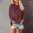 thumbnail image 2 of yillto Casual Tops for Women Trendy Long Sleeve Round Neck T-Shirt Loose Comfy Solid Color Pullovers, 2 of 5
