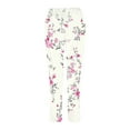 thumbnail image 4 of Capris for Women Plus Size Casual Floral Print Harem Leg Capri Pants with Pocket Pull on Loose Summer Fashion Trousers, White, L, 4 of 5