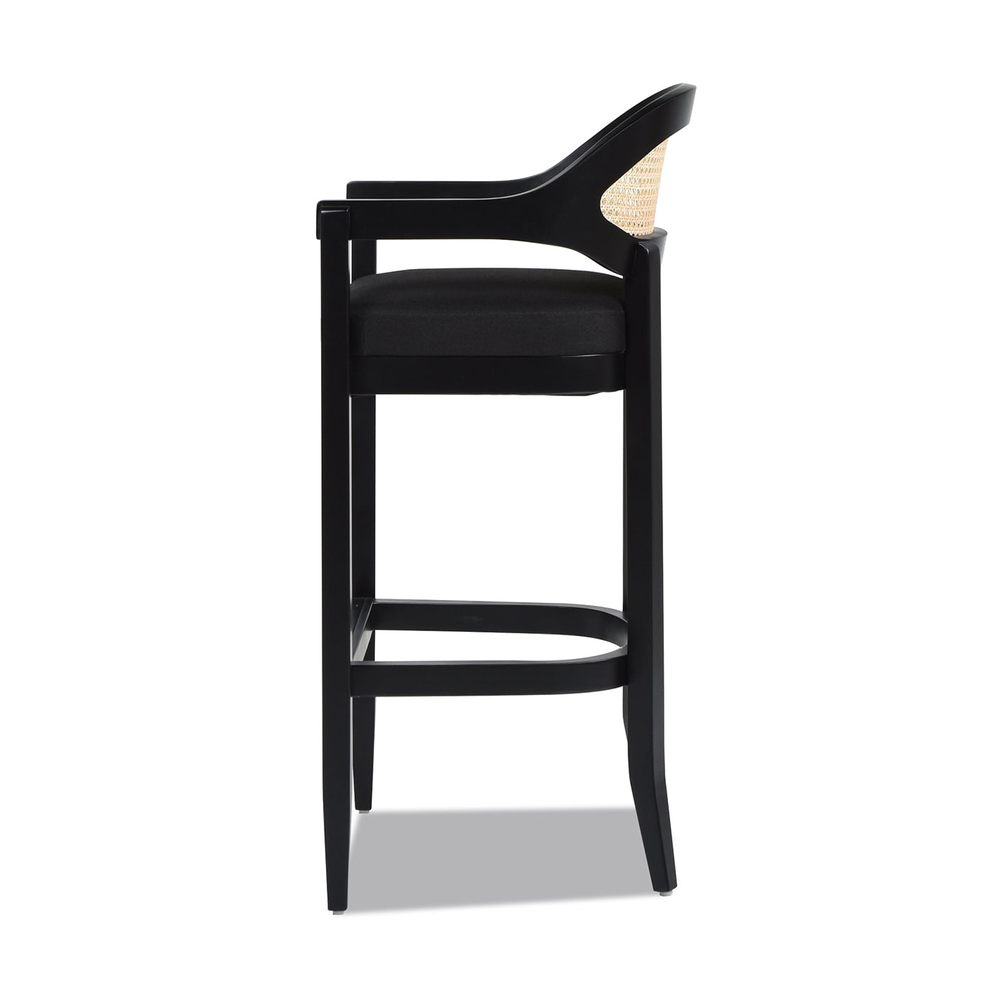 Americana Mid-Century Modern 30.5" Cane Back Bar Stool Jet Black