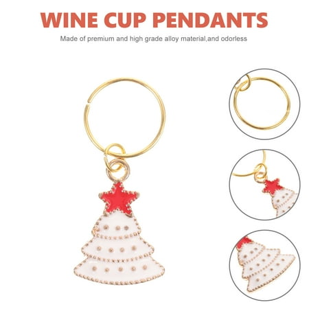 

Wine Cup Charms 12Pcs Christmas Wine Cup Pendants Decorative Wine Glass Markers Xmas Party Wine Cup Pendants
