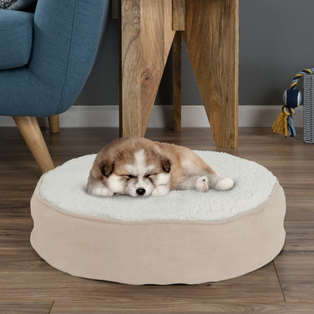Petmaker Round Memory Foam Dog Bed, Tan, Small - Walmart ...