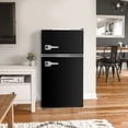thumbnail image 7 of Mini Refrigerator with Freezer, 2-Door 3.2 Cu.ft. Black Small Fridge with Adjustable Removable Glass Shelves, Thermostat Control, Bottle Opener, Retro Fridge for Apartment/Office/Dorm，Black, 7 of 7