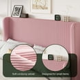 thumbnail image 4 of Einfach Full Luxury Channel-Tufted Corduroy Velvet Platform Bed Frame with Wingback Headboard, Pink, 4 of 10