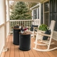 thumbnail image 4 of YANGLI Farmhouse Accent Side Table, Rustic Storage Ottoman Seat Stool, Galvanized Antique Metal End Table Box Bin with Round Wood Lid, Nesting Set of 2, Black, 4 of 6
