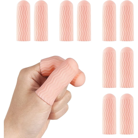 12 PCS Finger Cots - Finger Protectors Gel Finger Gloves Covers Fingertip Sleeves Guards for Cracked Skin, Trigger Finger and More, Large Size