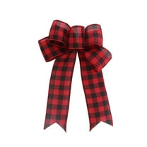 JeashCHAT Christmas Wreath Bow,Large Buffalo Plaid Snowflake Deer Linen Christmas Bow for Xmas Decor, Wreath Bow for Indoor Outdoor Wall Tree Christmas Decorations Gift Decor