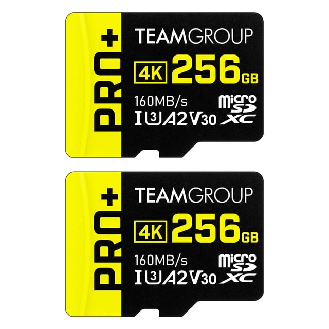 Tarjeta micro SD TEAMGROUP A2 Pro Plus de 256 GB, paquete de 2 con adaptador