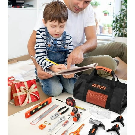 Difflife 18-Piece Hand Tool Set Kids Real, Tool Kit with Storage Bag for Boys, Girls, Children DIY Building and Woodworking, Age 8  Tool Set-18 Piece