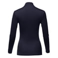 thumbnail image 3 of A2Y Women's Fitted Solid Long Sleeve Mock Neck Rayon Top Shirt True Navy M, 3 of 6