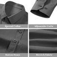 thumbnail image 2 of Men's Slim Fit Stretch Dress Shirt Solid Color Microelastic Long Sleeve Casual Soft Business Button Up Shirts, 2 of 5
